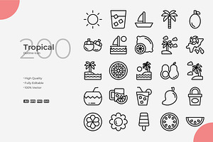 Tropical Outline Icons, an Outline Icon by Bloodline