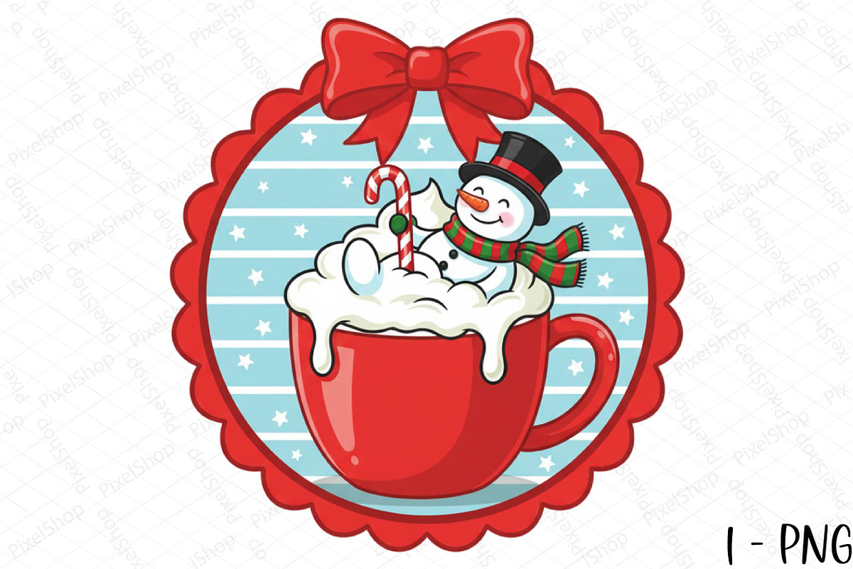 Christmas Snowman Cocoa Hand-Drawn F, an Illustration by DreamPrint404