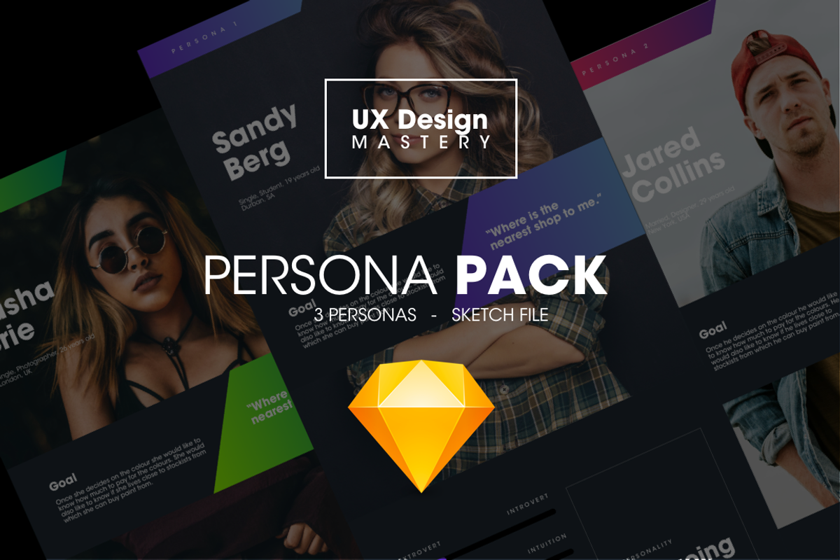 UX Persona Pack for Sketch, a Templates & Theme by UX Design Mastery Shop (Photo 1 of 5)