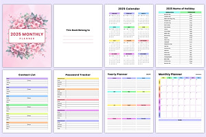 2025 Monthly Planner Canva Rainbow