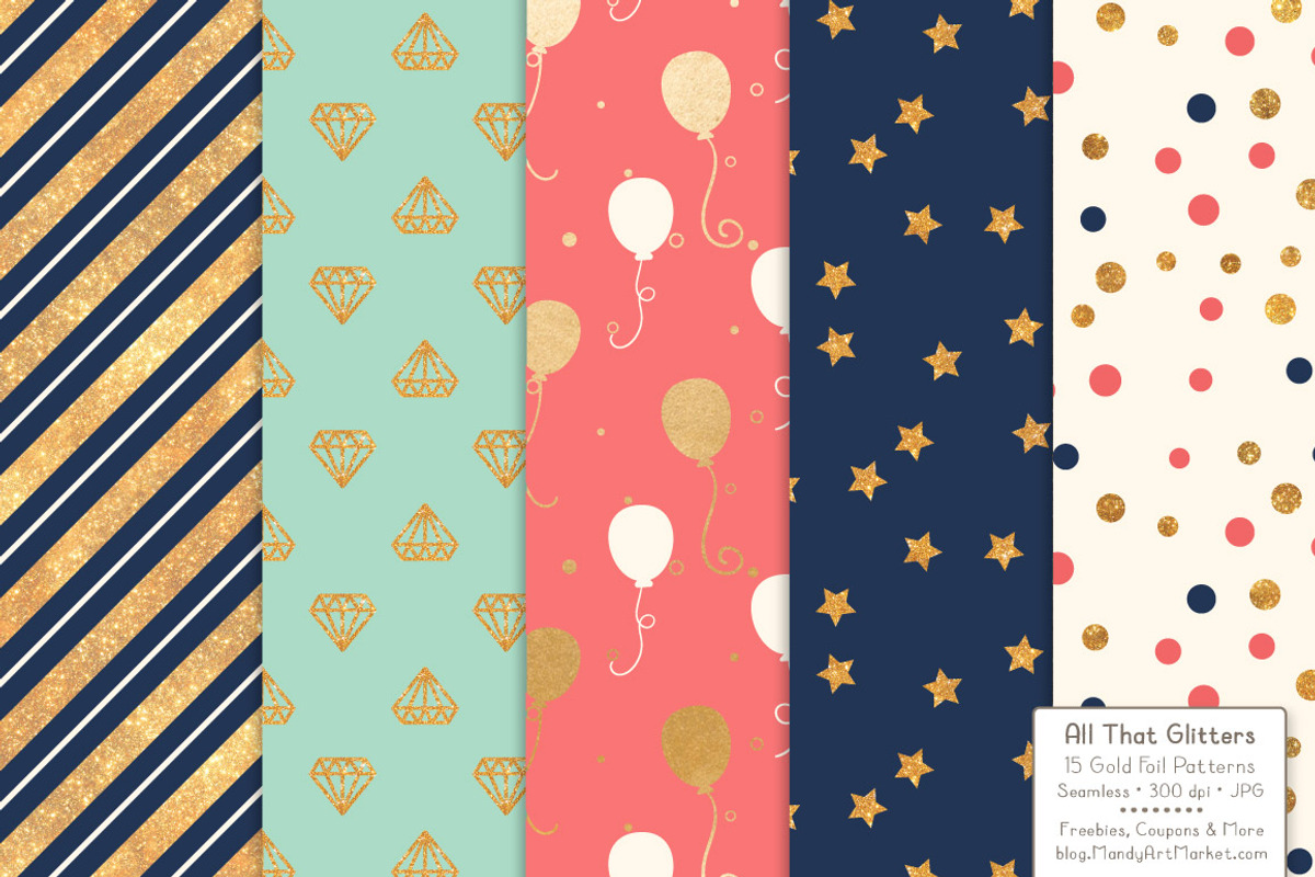 Modern Chic Gold Foil Digital Papers, a Pattern Graphic by Amanda Ilkov (Photo 2 of 4)