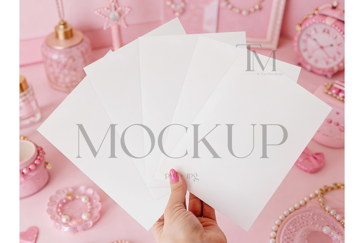 Blank Card Pink in Hand Mockup, a Product Mockup by TatiMockup (Photo 1 of 4)