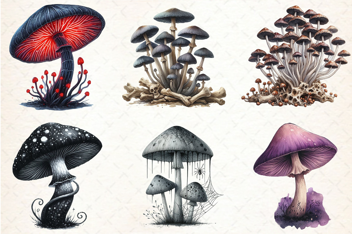 Gothic Mushroom clipart, an Illustration by Libby Wishes (Photo 5 of 7)
