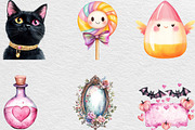 Watercolor Girly Halloween Clipart, an Illustration by Black Bird Studio (Thumbnail 3 of 6)