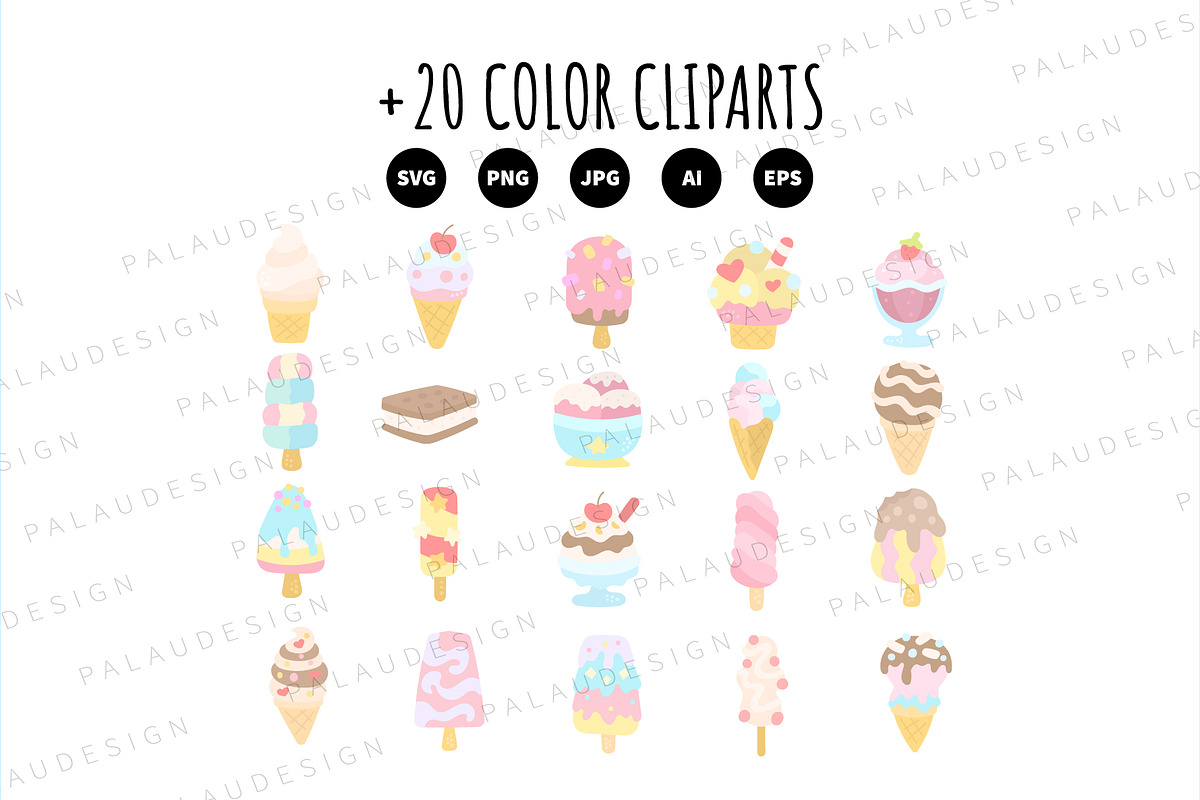 Pastel Ice Cream Clipart, a Food Illustration by Palau (Photo 8 of 10)
