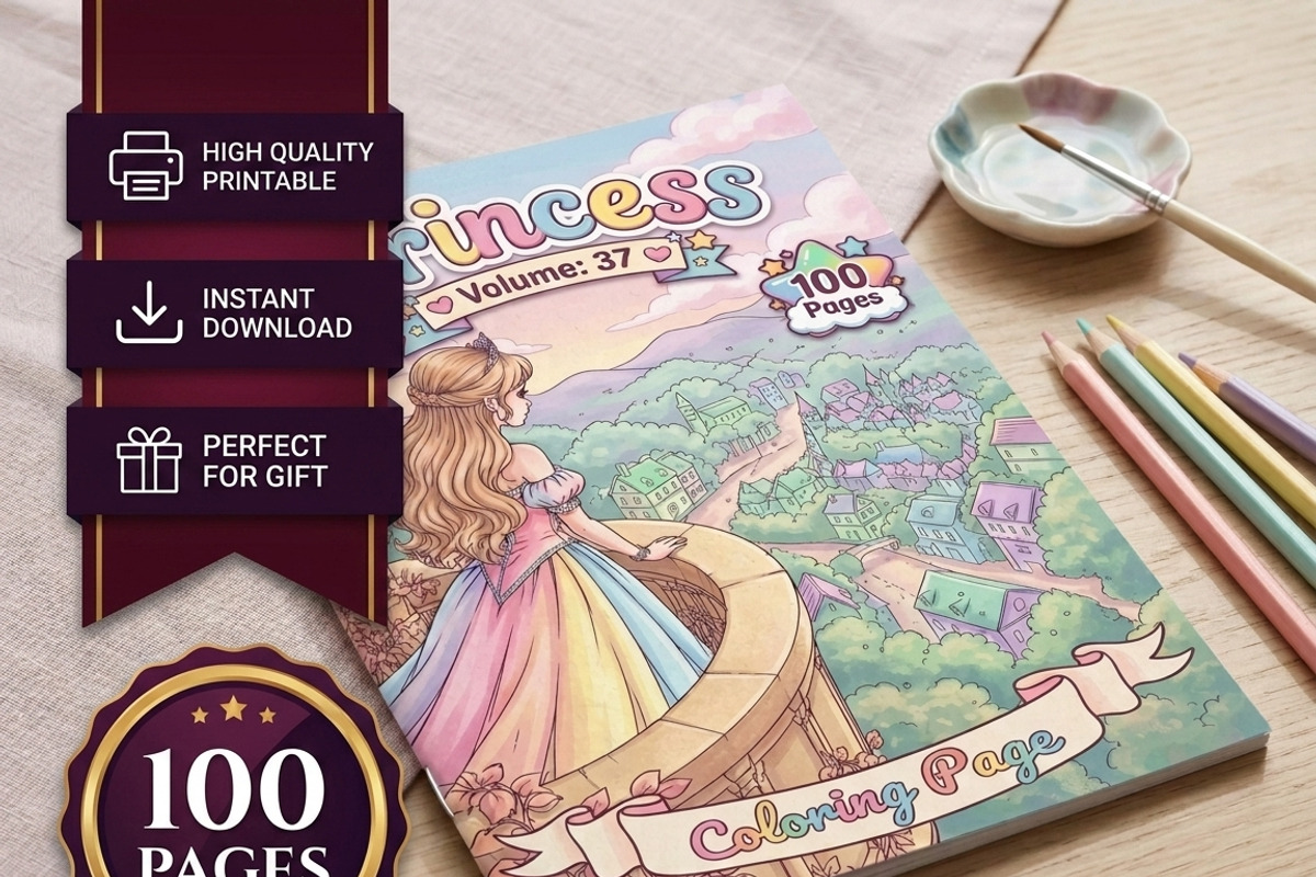 Magical Princess Coloring Book Vol37, a Person Illustration by ikarifq shop (Photo 1 of 7)