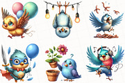 Watercolor Funny Birds Clipart, an Illustration by OK Design (Thumbnail 4 of 5)