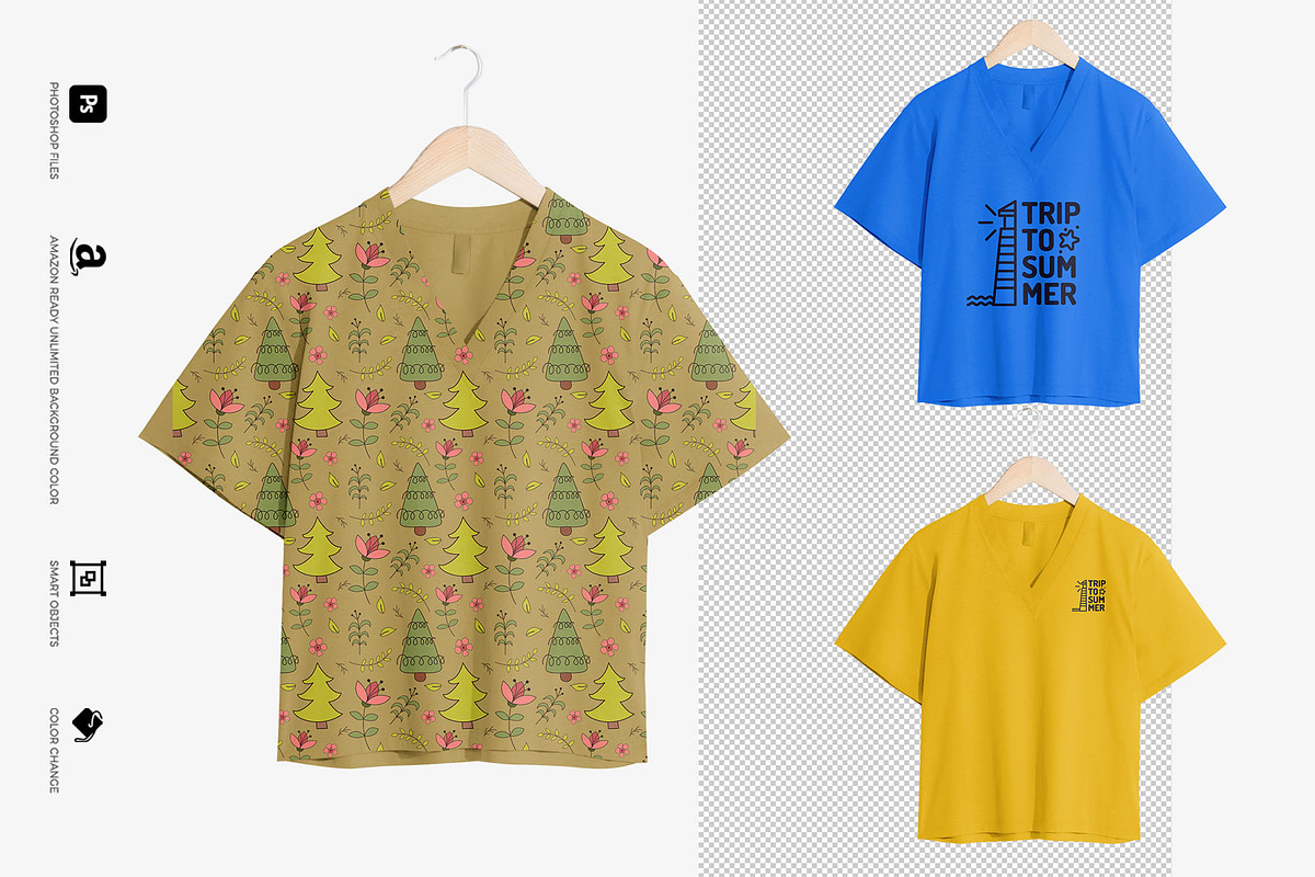 Africa Women V-Neck T-Shirt Mock-Up, a Shirt Mockup by Mock-up Store (Photo 4 of 4)
