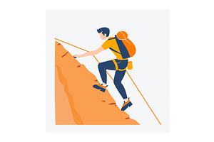 Male cartoon climber ascending steep, a Sport Illustration by Vectorstockersland