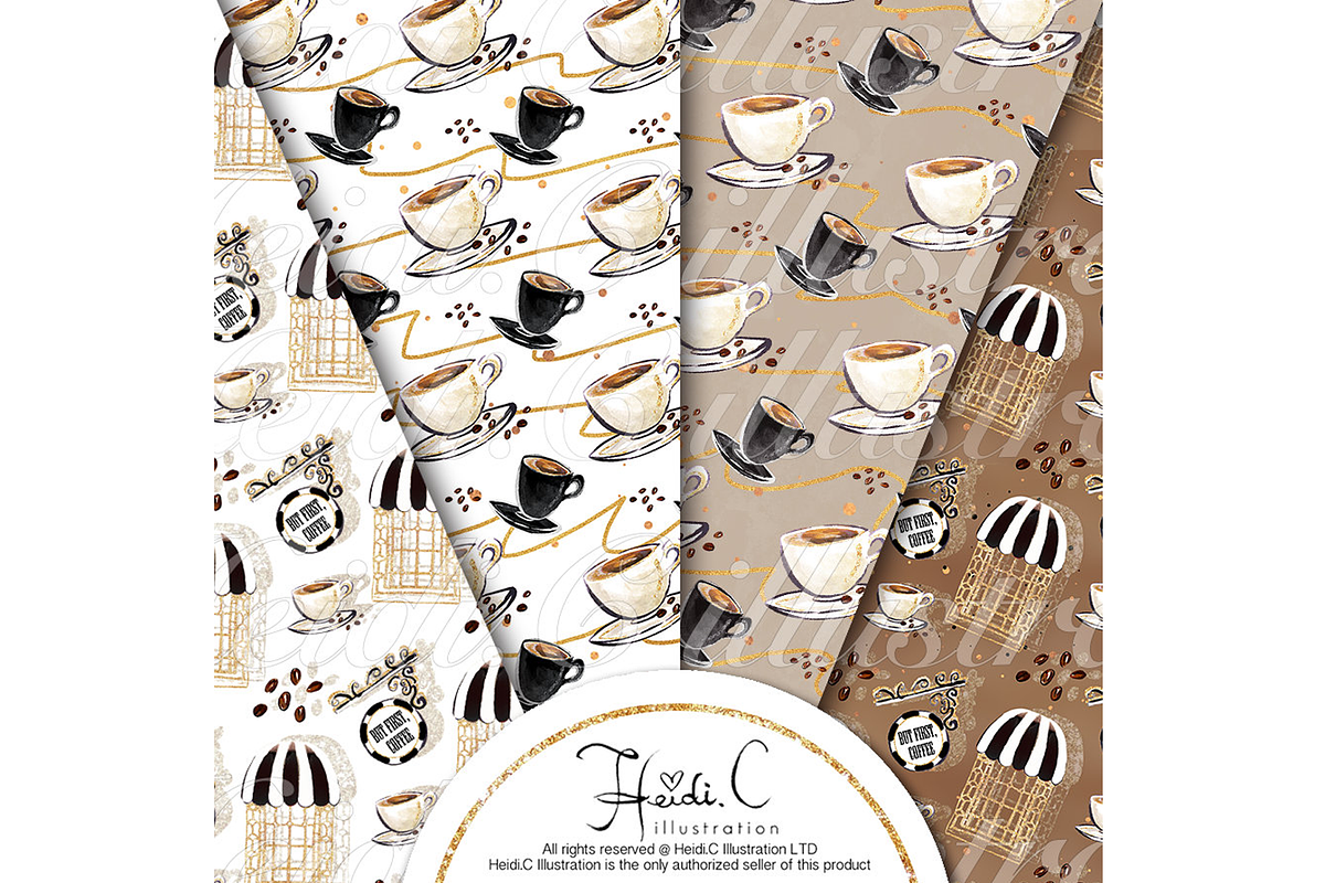 Coffee Time Paper Pack, a Pattern Graphic by HeidiCIllustration (Photo 2 of 5)