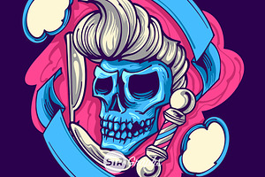 Skull Babershop Illustration