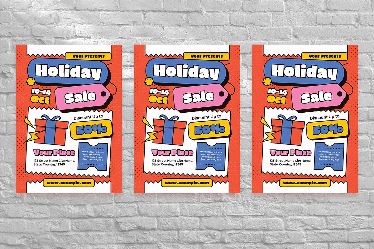 Red Holiday Sale Flyer Set, a Flyer Template by Aiyari Graphic (Photo 3 of 3)