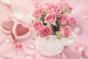 Pink roses stock photo containing rose and heart