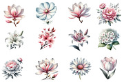 Pink White and Silver Floral Clipart, an Illustration by Designworld (Thumbnail 2 of 5)