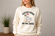 Festive Goose on the Loose PNG, a Seasonal Illustration by DreamCafeArt (Thumbnail 3 of 6)