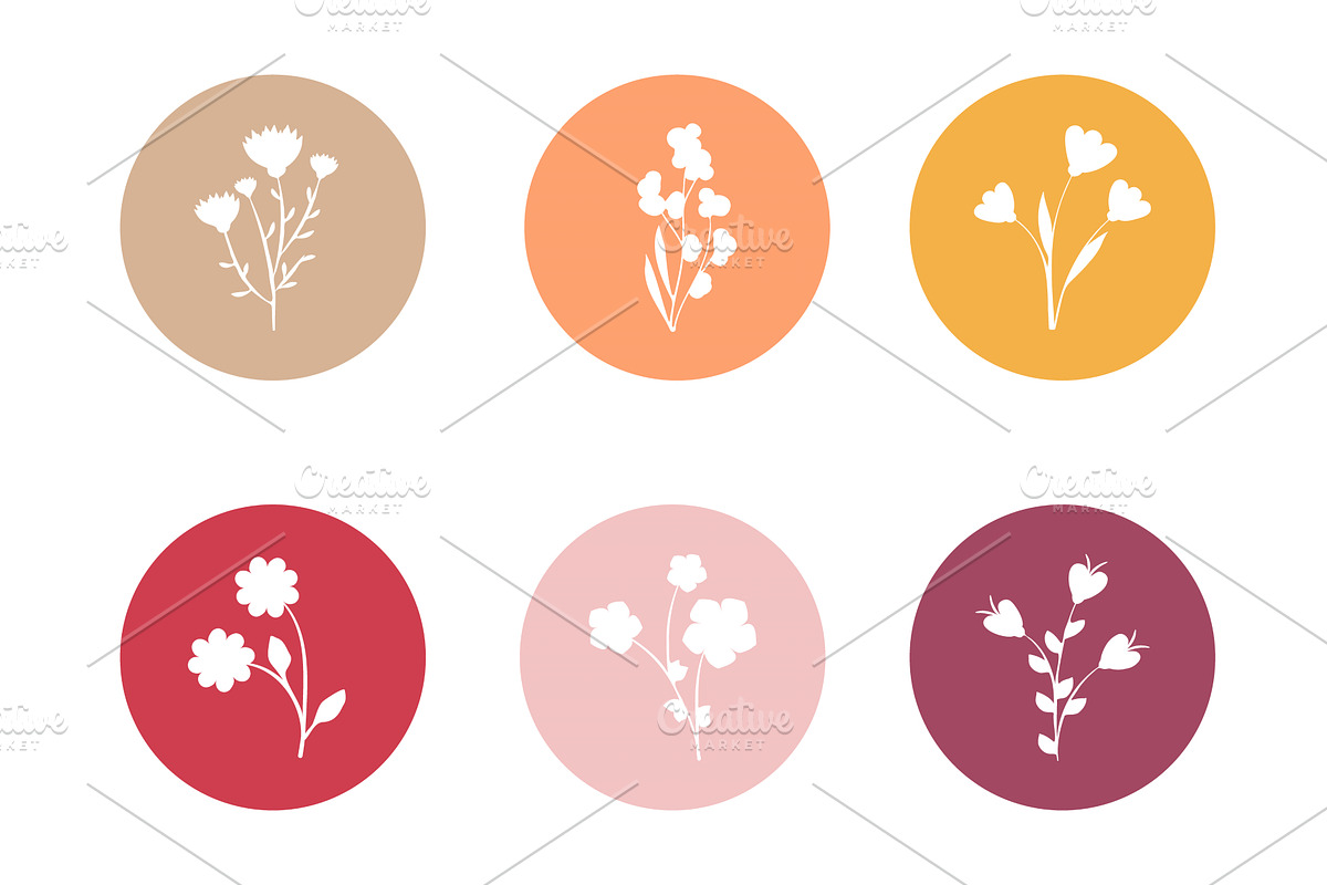 Floral cutout icons in colorful, an Illustration by okskukuruza