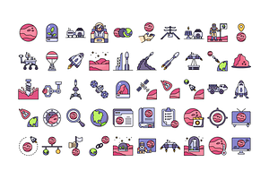 250 Mars Exploration Icons