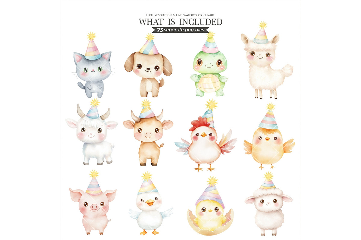 Farm Birthday Watercolor Clipart, an Illustration by CharmClipart (Photo 2 of 8)