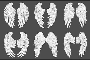 Angel wings silhouettes. White, an Object Illustration by Valerie Bodnar