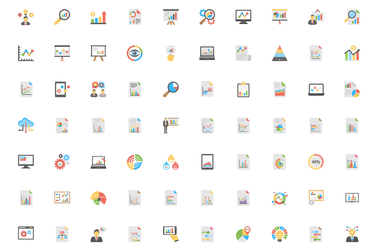 100 Business Analytics Flat Icons, a Duotone Icon by Creative Stall (Photo 2 of 3)