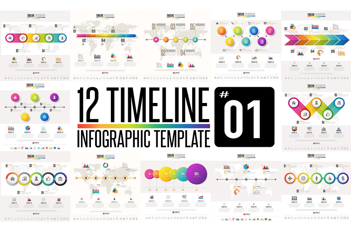12 Timeline Infographic Template 01, a Presentation Template by Paperboxshop (Photo 1 of 2)