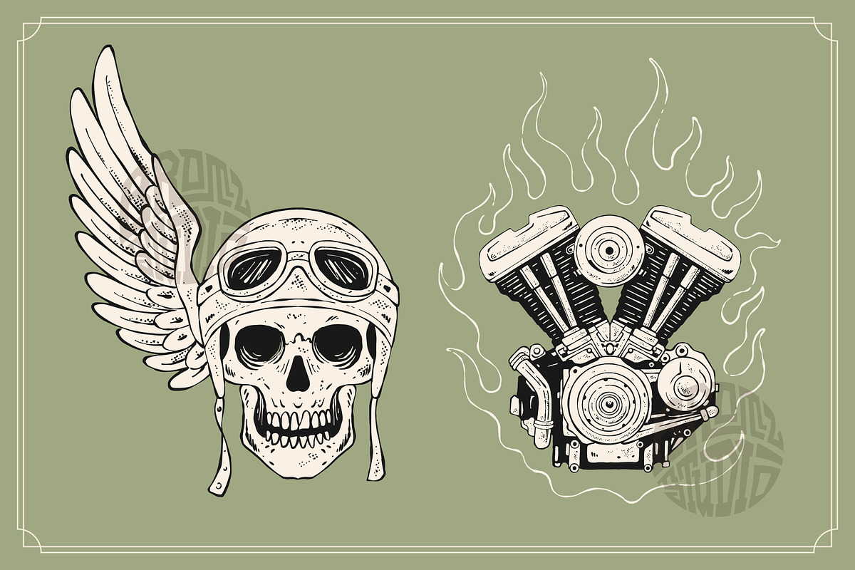 Chopper Illustration Set, an Object Graphic by Bromz Studio (Photo 3 of 6)