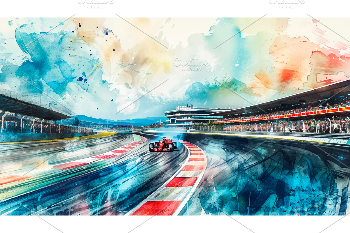 Formula One Race Car Racetrack, a Sport Illustration by LadadikArt