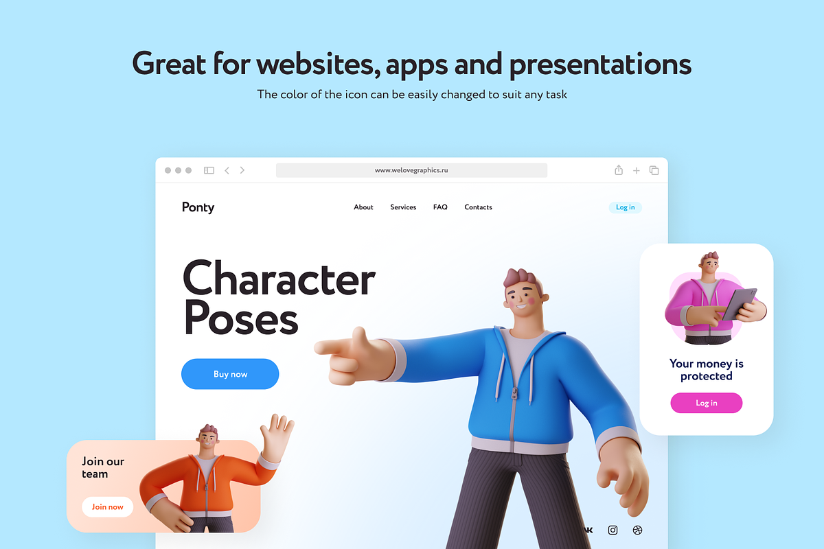 Ponty Student 3D Character Set, a Characters & Person 3D Model by Welovegraphics (Photo 4 of 9)