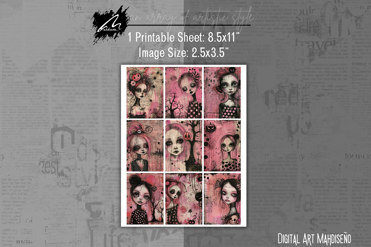 Pinkoween Whimsical Scrapbook Pages, a Seasonal Illustration by Digital Art Mahdiseño (Photo 6 of 10)