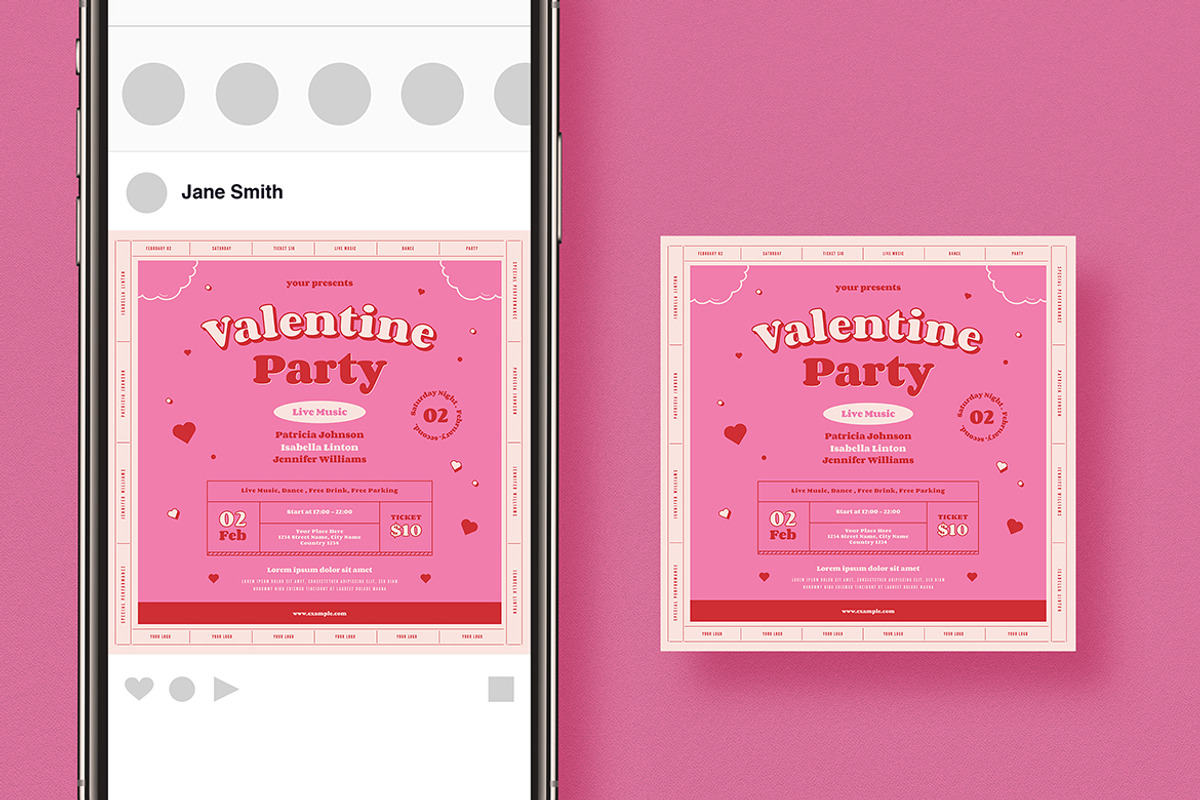 Valentine's Day Party Flyer Set, a Flyer Template by VectorVactory (Photo 2 of 3)
