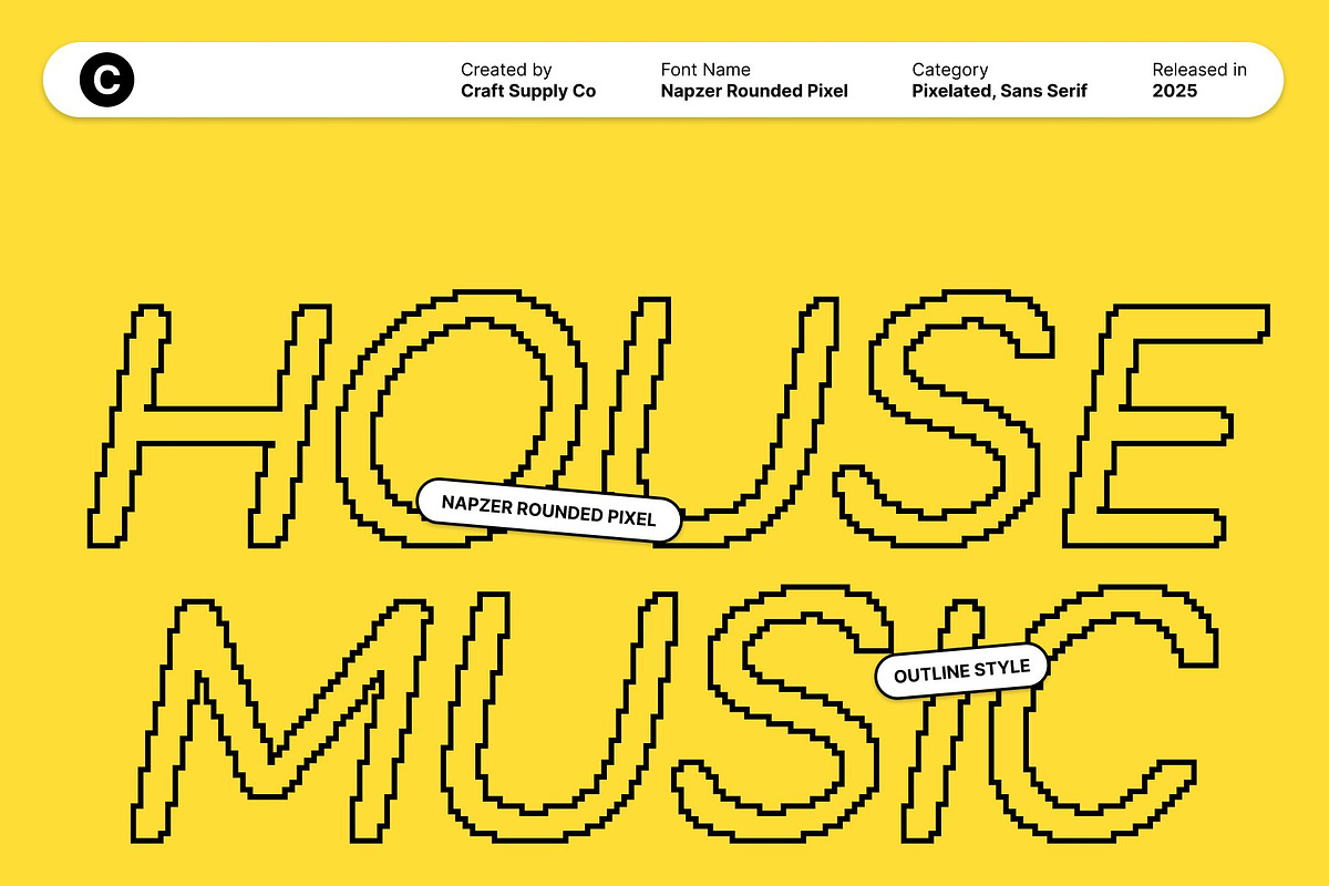 Napzer Rounded Pixel, a Sans Serif Font by Craft Supply Co. (Photo 2 of 8)