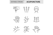 Acupuncture line icon set, an Outline Icon by ElineDesign (Thumbnail 1 of 3)