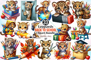Leopards Back to School Clipart PNG, a Seasonal Illustration by Canvas Craft