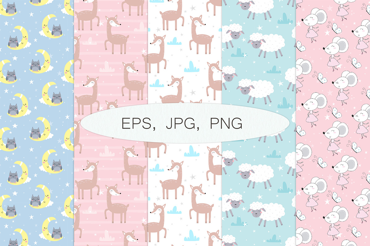 Cute animals collection, a Background Graphic by Irene_Boiko_ART (Photo 8 of 10)