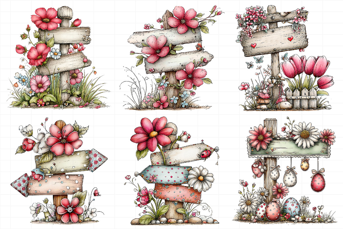Whimsical Spring Singpost Clipart, an Illustration by Daily.Designs (Photo 4 of 7)