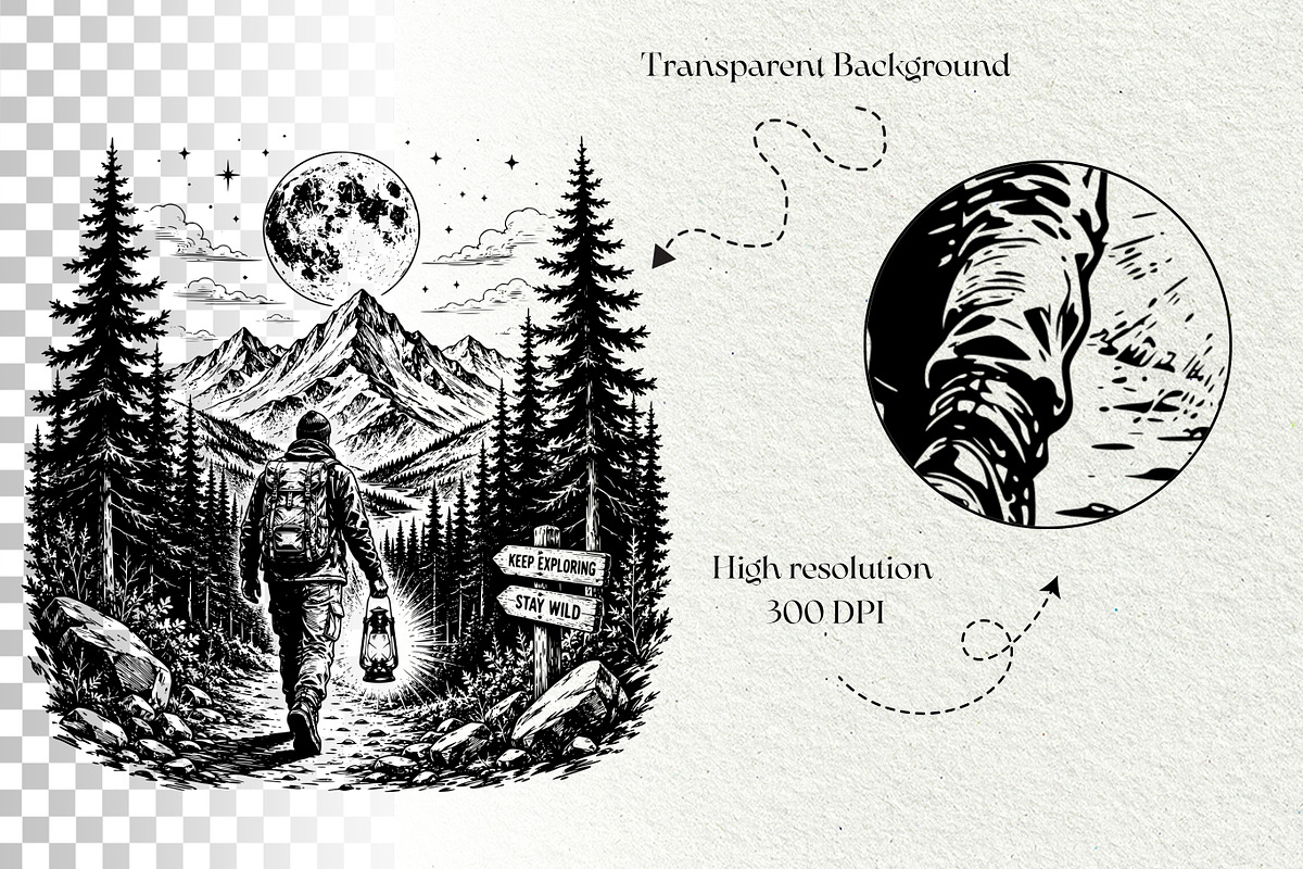 Hiking Scenes Adventure Graphics, a Sport Illustration by DENIDigitalArtSudio (Photo 7 of 7)