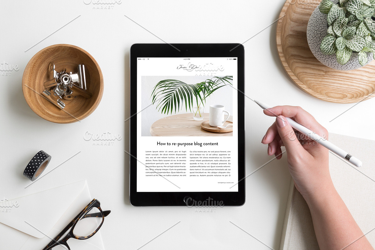 iPad Lifestyle Flat Lay Photo Mockup, an iPad Mockup by Moyo Studio (Photo 1 of 2)
