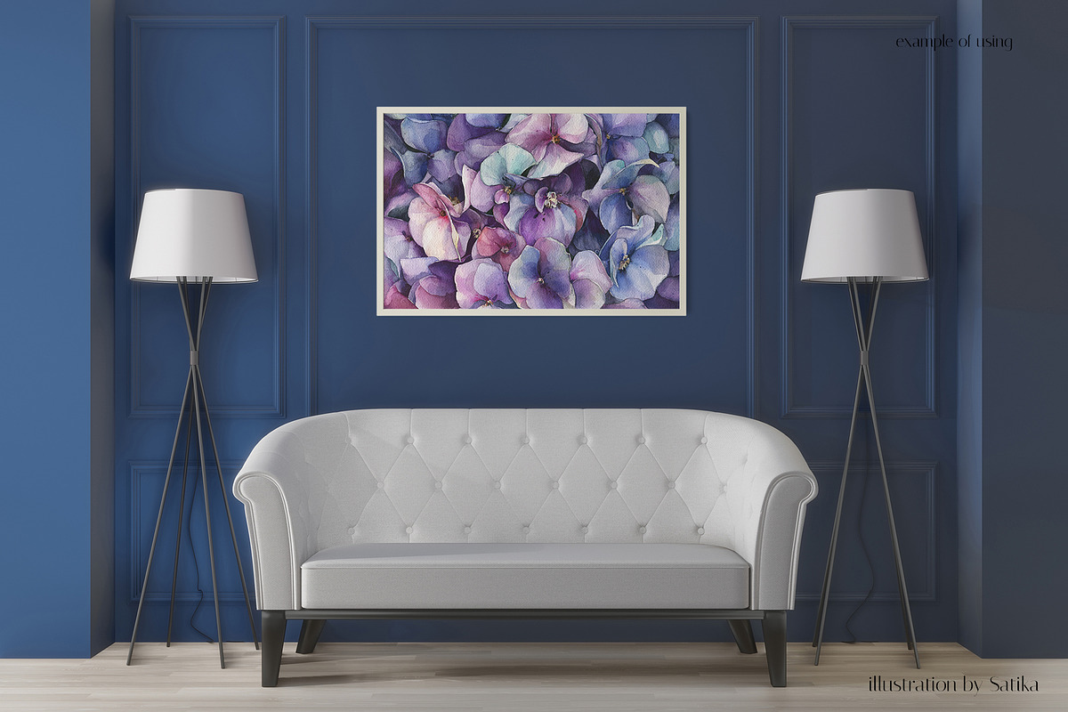 Watercolor violet Hydrangea painting, an Illustration by Khrys.art (Photo 2 of 8)