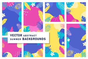 Abstract Summer Backgrounds Set, a Flyer Template by Olena Halahan