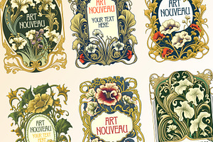 103 Labels Art Nouveau - PSD, PNG