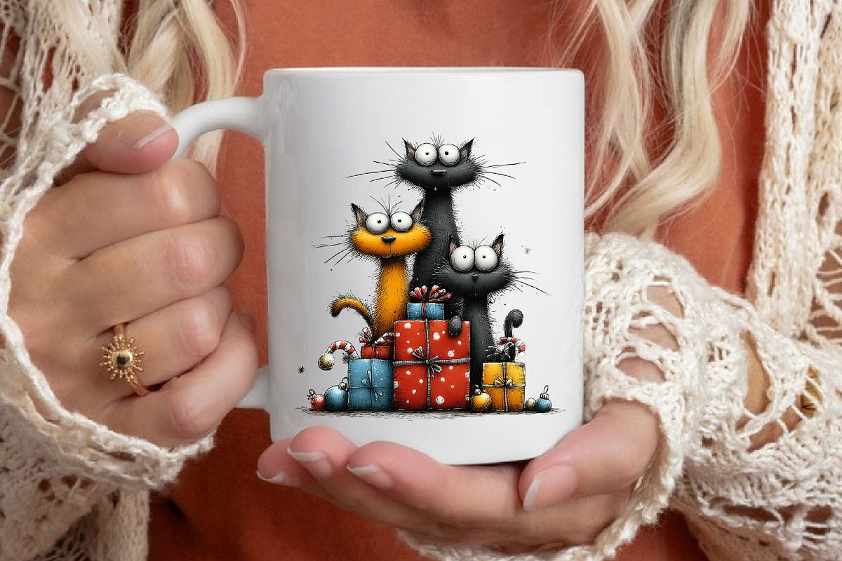 Quirky Christmas Cat Gang clipart, a Seasonal Illustration by designcity5 (Photo 5 of 5)
