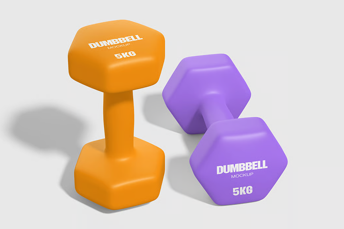 Dumbbell Mockup Front & Side, a Household Mockup by graphicsauce (Photo 3 of 4)