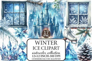 Watercolor Winter Ice Clipart, an Illustration by Libby Wishes