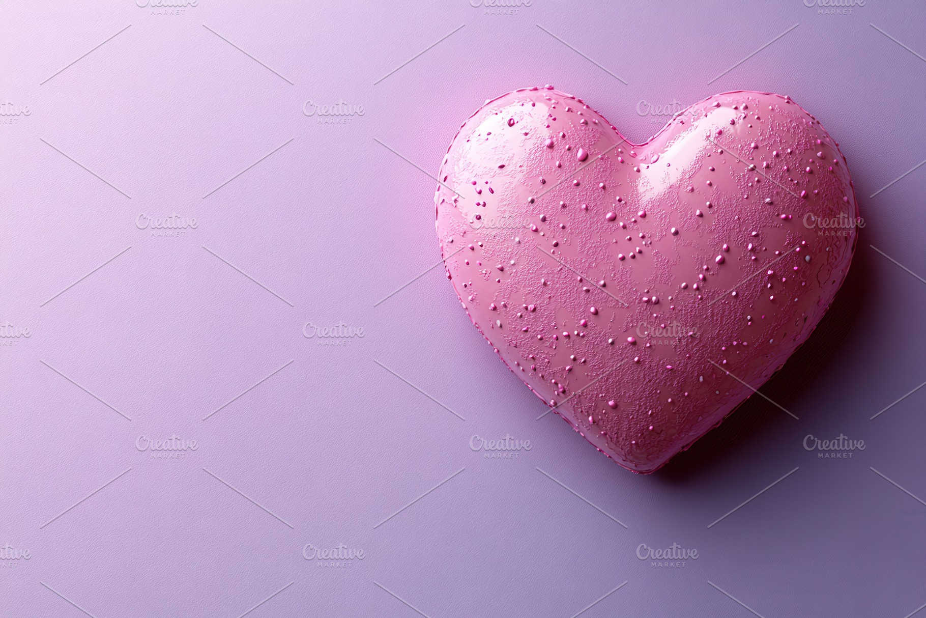 Heart-shaped pink dessert with sprin, a Photo by Tanuart