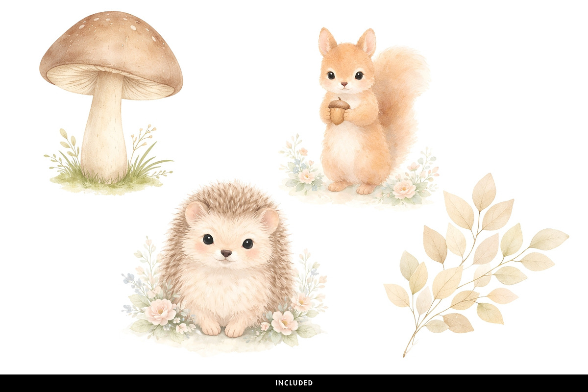 Soft Woodland Animal Nursery Clipart, a Decorative Illustration by illuztrate (Photo 7 of 10)