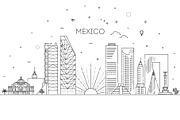 Mexico City Vector Skyline, an Outline Icon by Tettygreen (Thumbnail 1 of 2)