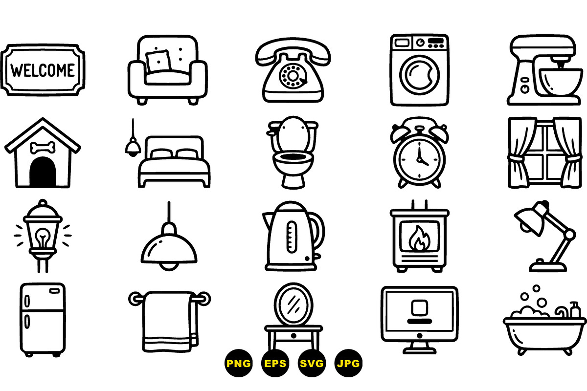 Classic Home Icon Clipart Set, an Illustration by designvectx (Photo 3 of 3)