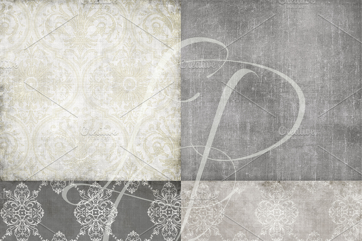 Neutral Damask & Solid Pattern Paper, a Pattern Graphic by Le Paper Cafe (Photo 3 of 4)
