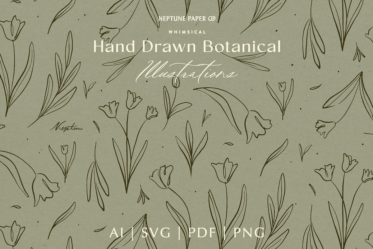 Organic Vintage Botanical Florals, a Decorative Illustration by Neptune Paper Co. (Photo 1 of 3)