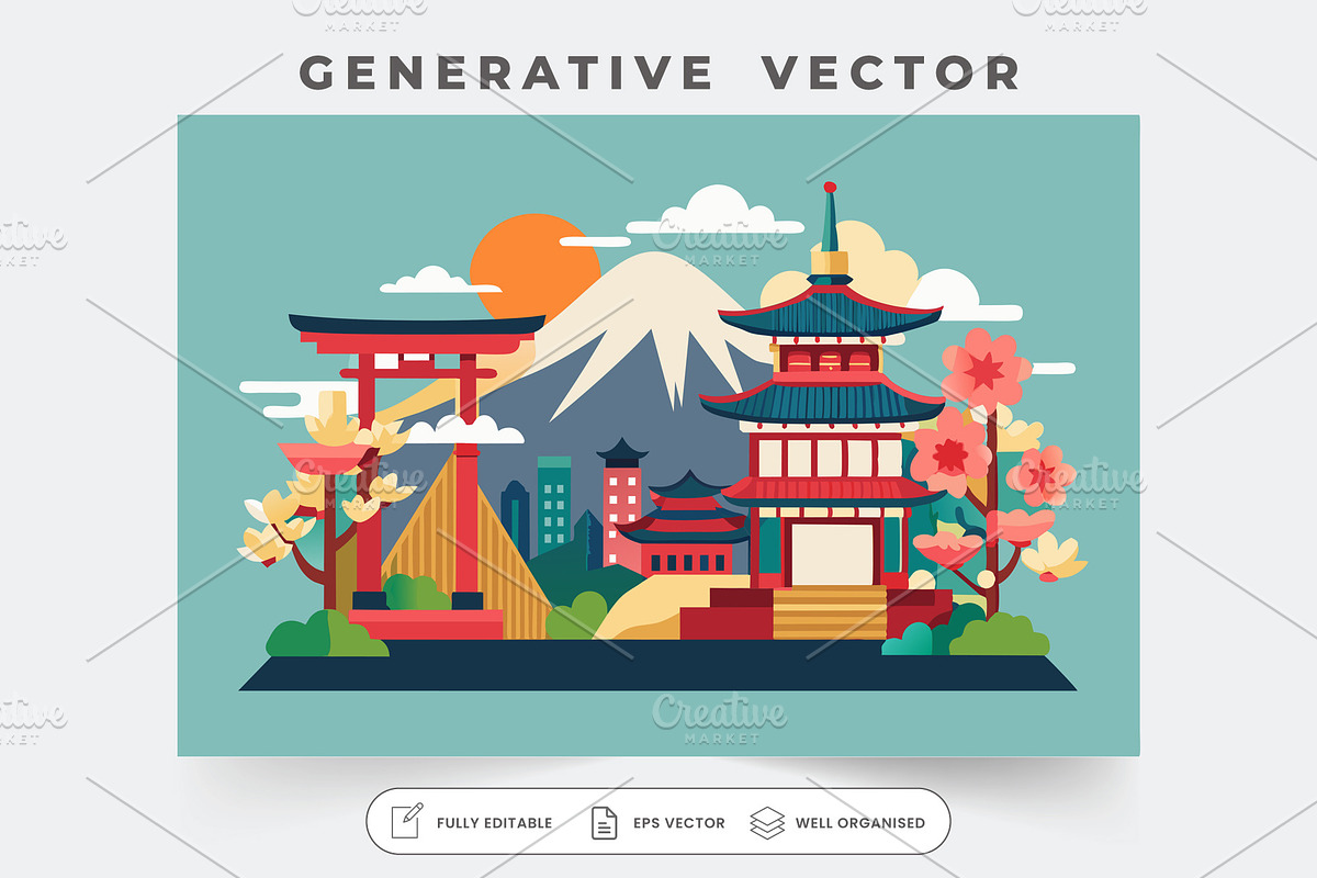 The artwork shows traditional Japane, a Graphic by SouravDesign